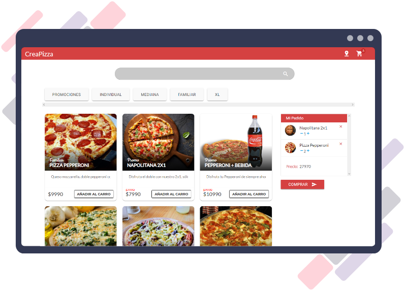 Tienda en linea propocionada por software para restarauntes y deliverys.